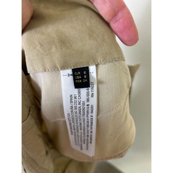 Massimo Dutti Skirt Womens S Midi Beige Button Front Slit Pockets A-Line minimal - Picture 8 of 10